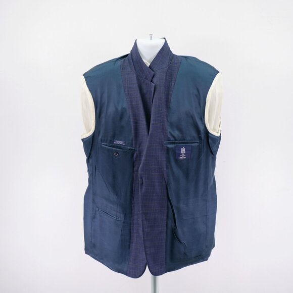 Oak Creek Worsted Wool Blue Yellow Plaid Check 2 Button‎ Sport Coat / Blazer 44L - Picture 10 of 12